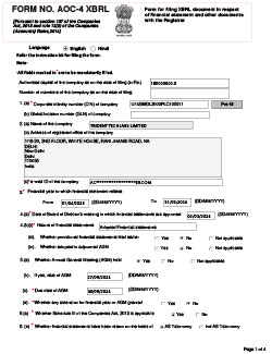 Form No. AOC-4 XBRL