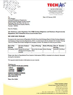 Intimation one to one Investor Meeting